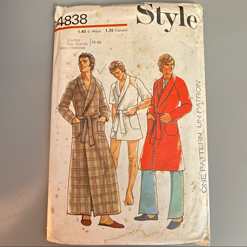Style 4838 vintage sewing pattern, dated 1970s